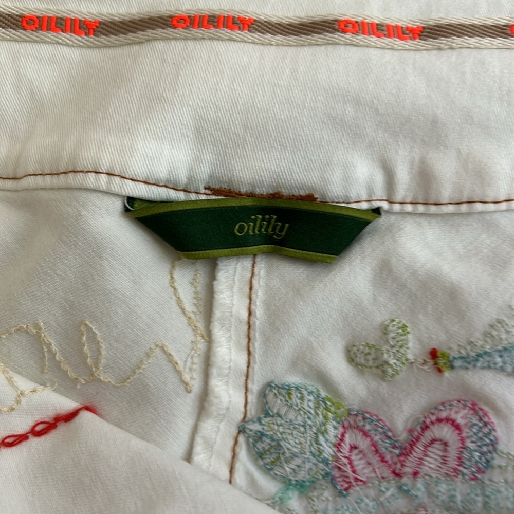 Vintage Oilily white cotton A-line skirt with embellished stitching. - Picture 9 of 12